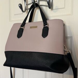 Kate Spade Laurel Way Evangelle Two Tone Almond/Black Saffiano Leather Crossbody